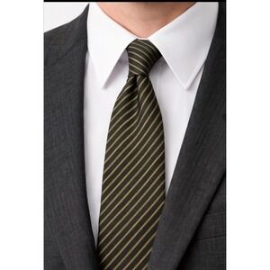 Ivy League Men's Green Gold Vintage 1950-60's Silk Cotton Tie Rep Trad Untipped